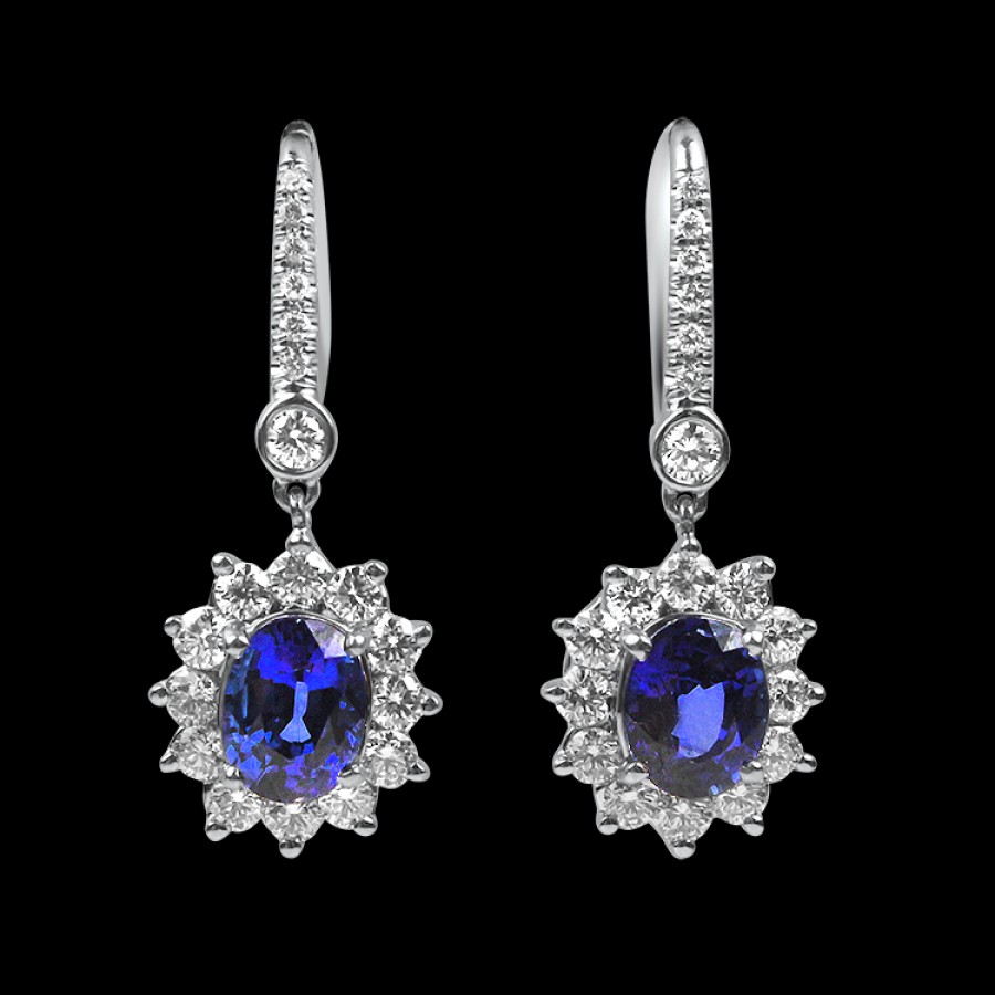 Jewelry Springer's Collection Diamond Earrings | Springer'S Collection Blue Sapphire And Diamond Earrings