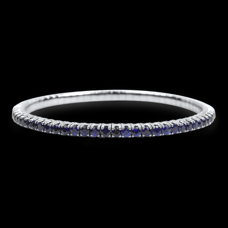 Jewelry David Weisz Tennis + Line Bracelets | David Weisz 18K White Gold Sapphire 5.56Cts. Stretch Bracelet