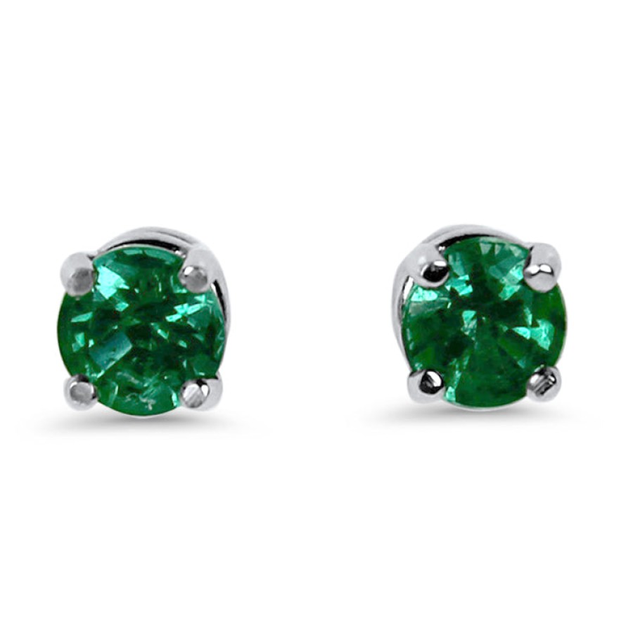 Jewelry Springer's Collection Stud Earrings | 14K White Gold Emerald Earrings