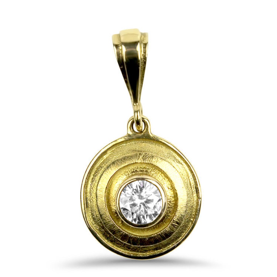 Estate Tracy Johnson | Estate Tracy Johnson 18K Yellow Gold Round .51Ct Diamond Bezel Pendant