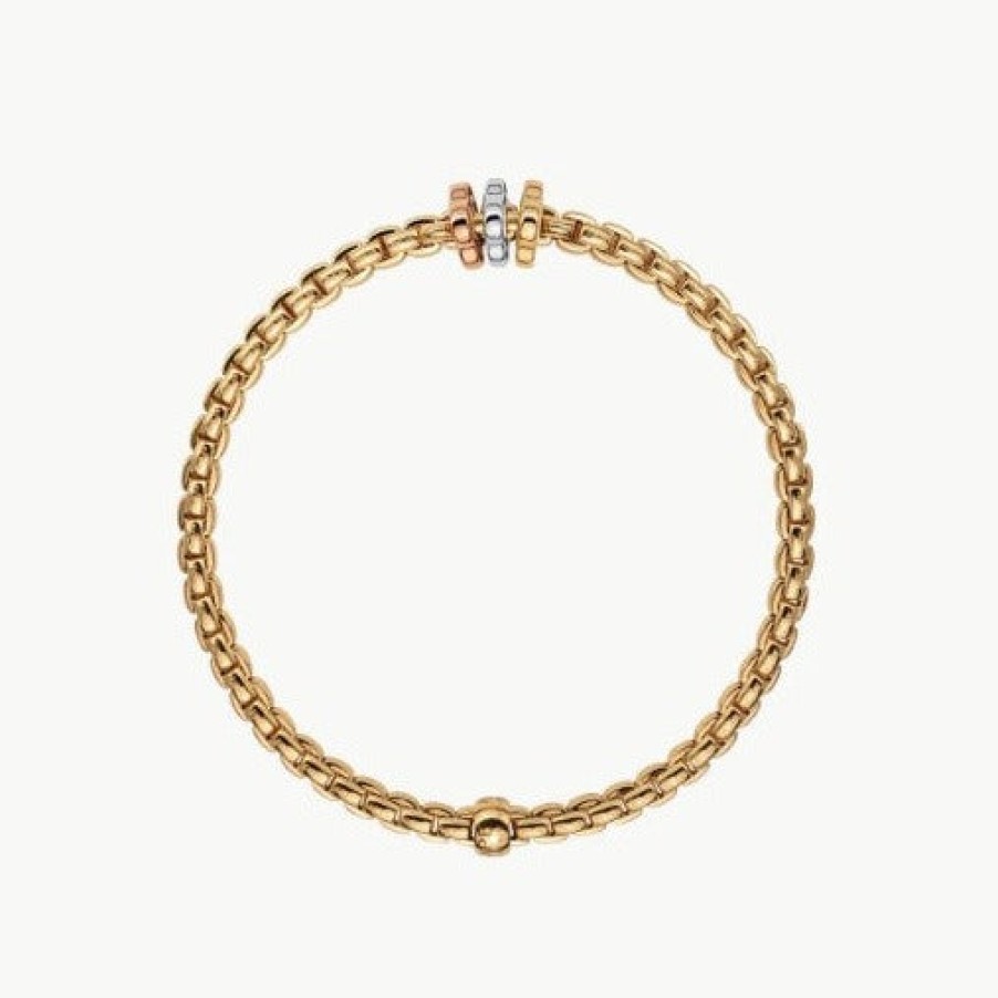 Jewelry Fope Bangle Bracelets | Fope Eka Tiny Flex'It Bracelet In 18K Yellow Gold With Yellow, Rose &