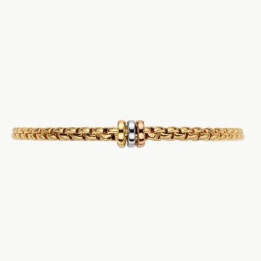 Jewelry Fope Bangle Bracelets | Fope Eka Tiny Flex'It Bracelet In 18K Yellow Gold With Yellow, Rose &