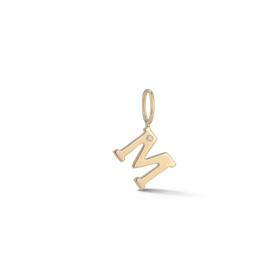 Jewelry Dana Rebecca Designs Diamond Necklaces & Pendants | Dana Rebecca Diamond "M" Charm - Yellow Gold