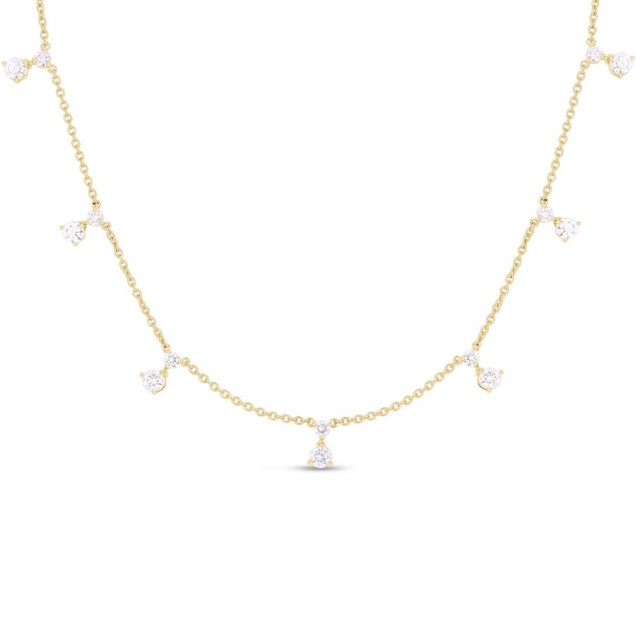 Jewelry Roberto Coin Diamond Necklaces & Pendants | Roberto Coin Diamonds By The Inch 18K Yellow Gold Diamond Dangling 7 S