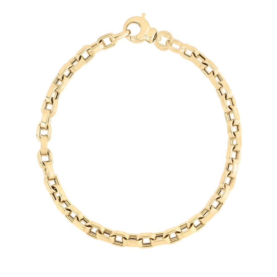 Jewelry Roberto Coin Link Bracelets | Roberto Coin Designer Gold 18K Yellow Gold Fine Gauge Oval Link Bracel