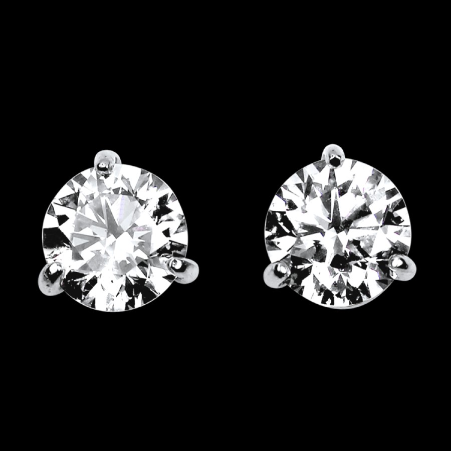 Jewelry Springer's Collection Diamond Earrings | Springer'S Collection 14K White Gold 1.80Cts. Three-Prong Diamond Stud