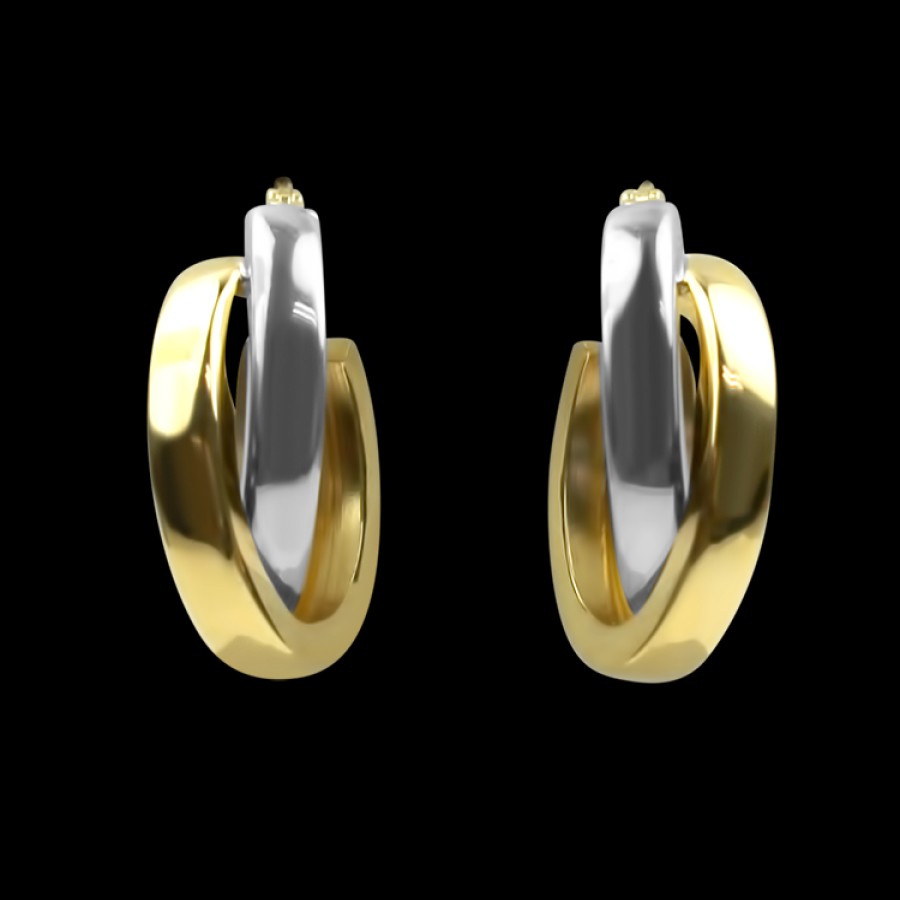 Estate PAGE Estate | Estate 14K Yellow & White Gold Crossover Huggie Hoop Earrings