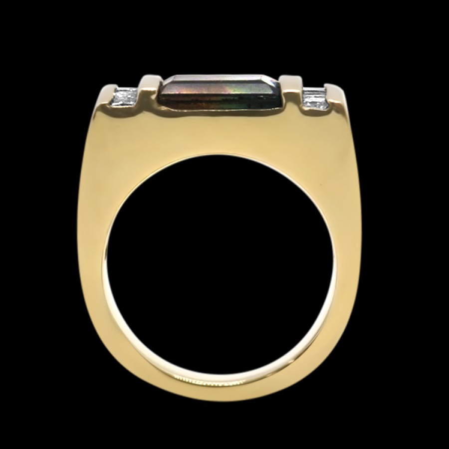 Estate PAGE Estate | Estate 14K Yellow Gold Bi-Color Tourmaline And Diamond Ring