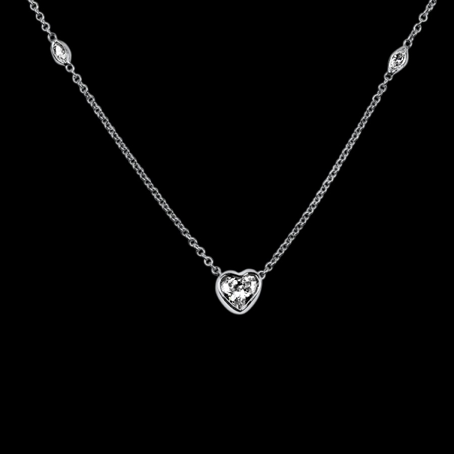 Estate PAGE Estate | Estate 14K White Gold Heart-Shaped Diamond Necklace