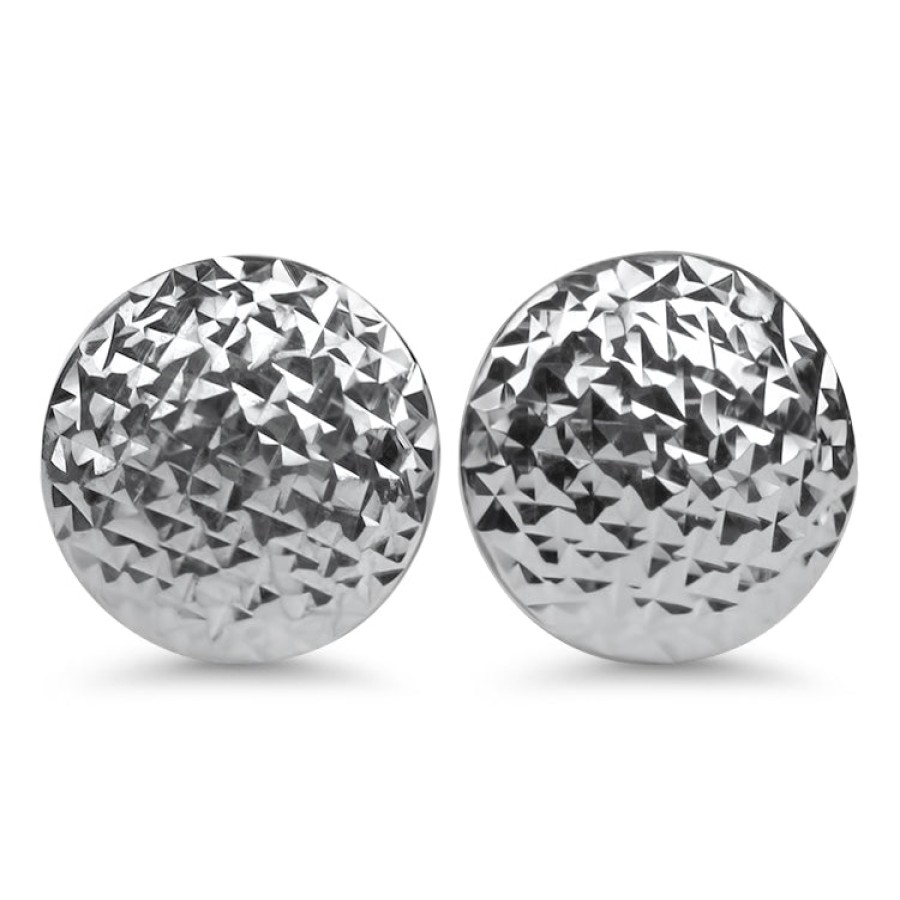 Jewelry Springer's Collection Stud Earrings | Sterling Silver Half Dome Diamond Cut Stud Earrings