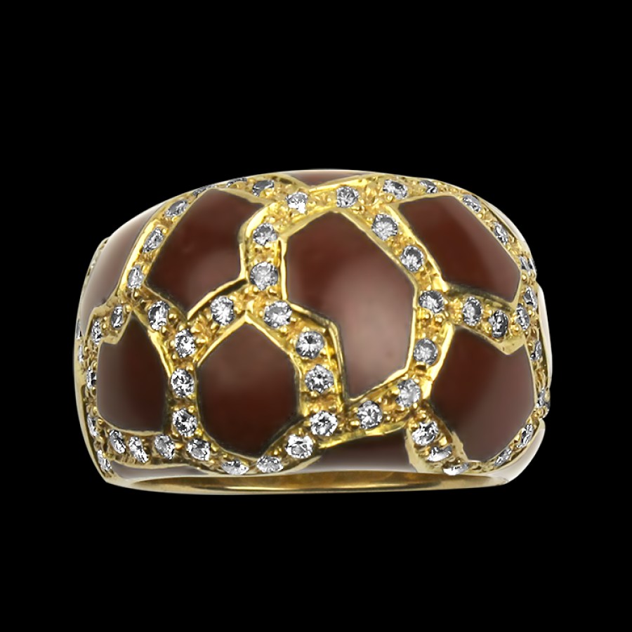 Estate Roberto Coin | Estate Roberto Coin 18K Yellow Gold Enamel & Diamond Ring