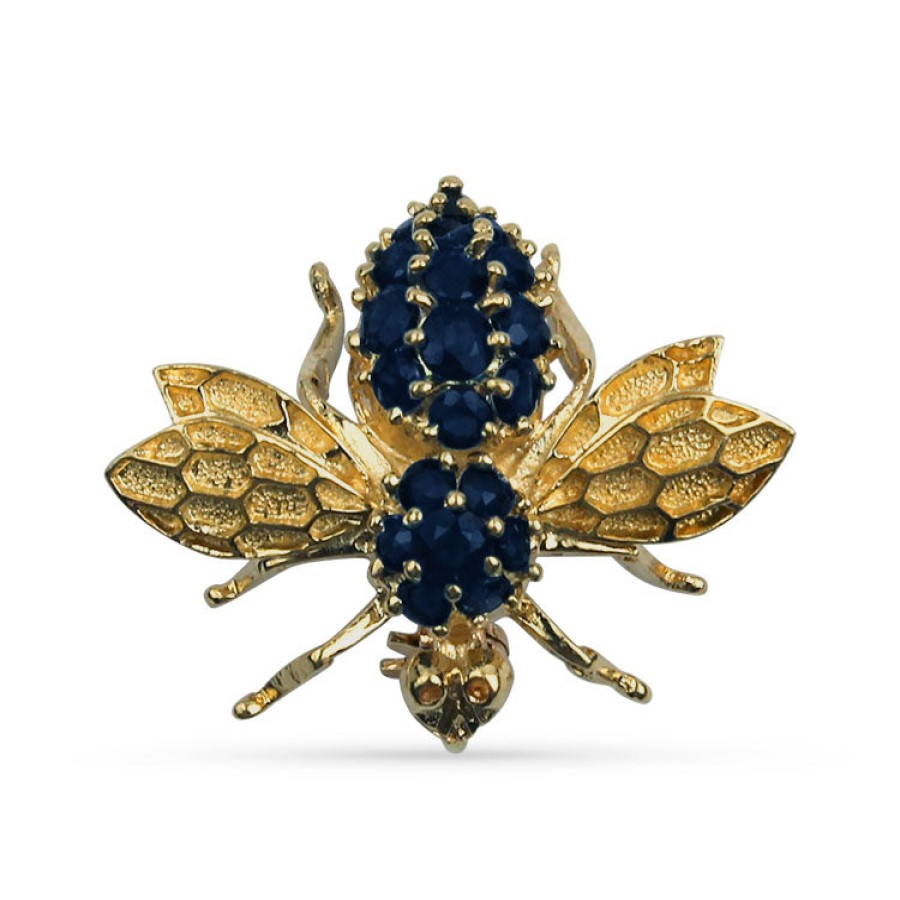 Estate PAGE Estate | Estate 14K Yellow Gold Sapphire Fly Brooch