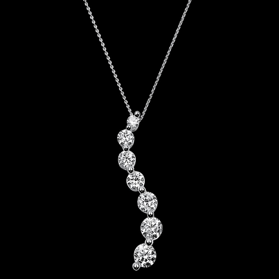 Estate PAGE Estate | Estate 14K White Gold 7-Diamond "Journey" Necklace