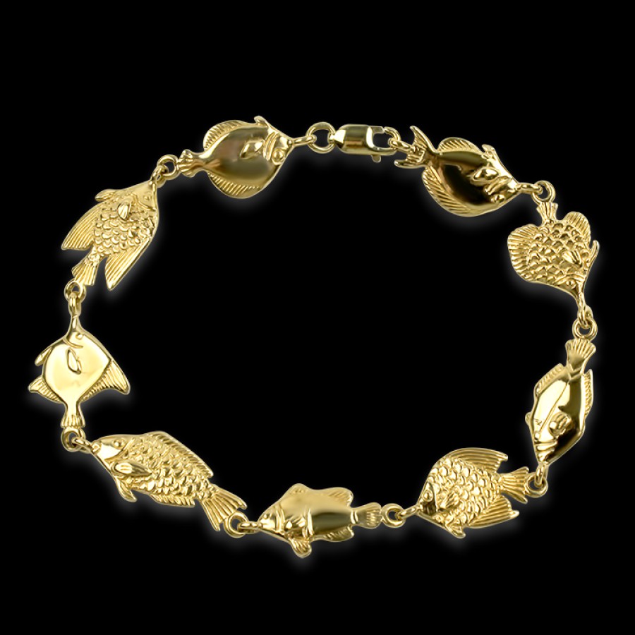 Estate PAGE Estate | Estate 14K Yellow Gold Assorted Fish Link Bracelet