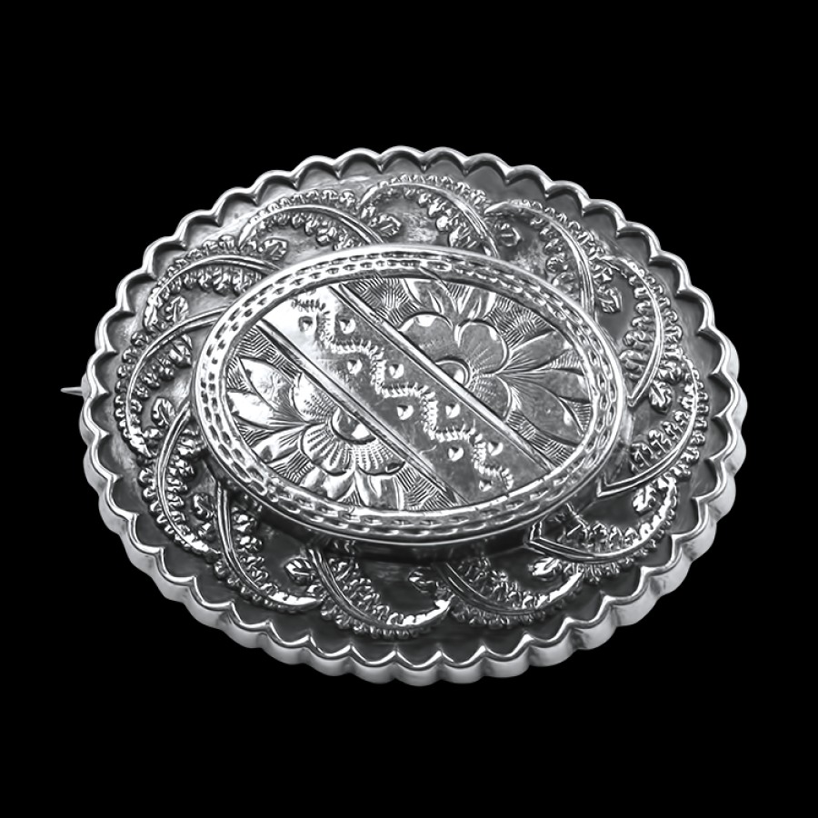 Estate PAGE Estate | Estate Sterling Silver Edwardian Floral Engraved Brooch