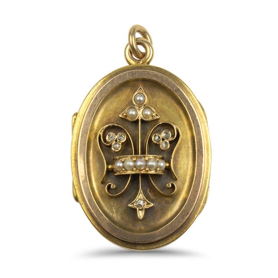 Estate PAGE Estate | Estate 10K Yellow Gold Oval Victorian Monogram Oval Locket