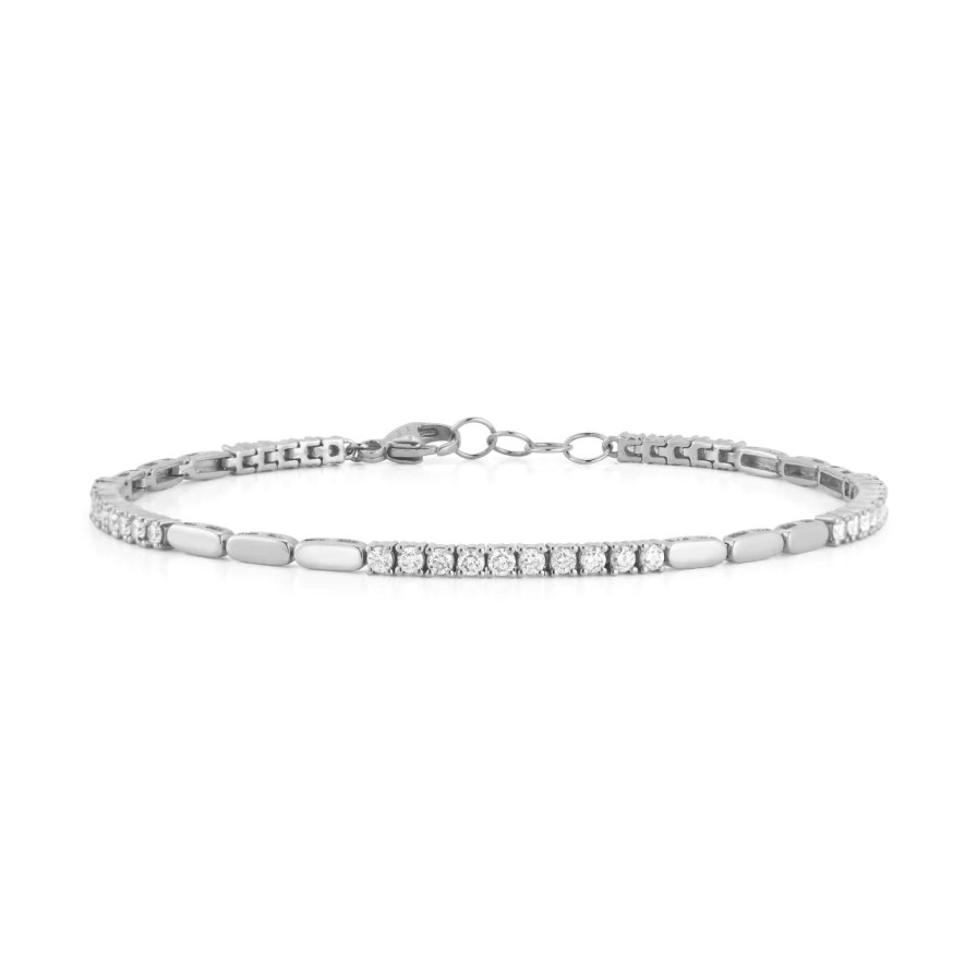 Jewelry Dana Rebecca Designs Tennis + Line Bracelets | Dana Rebecca Designs Melody Eden Gold Bar Tennis Bracelet - White Gold