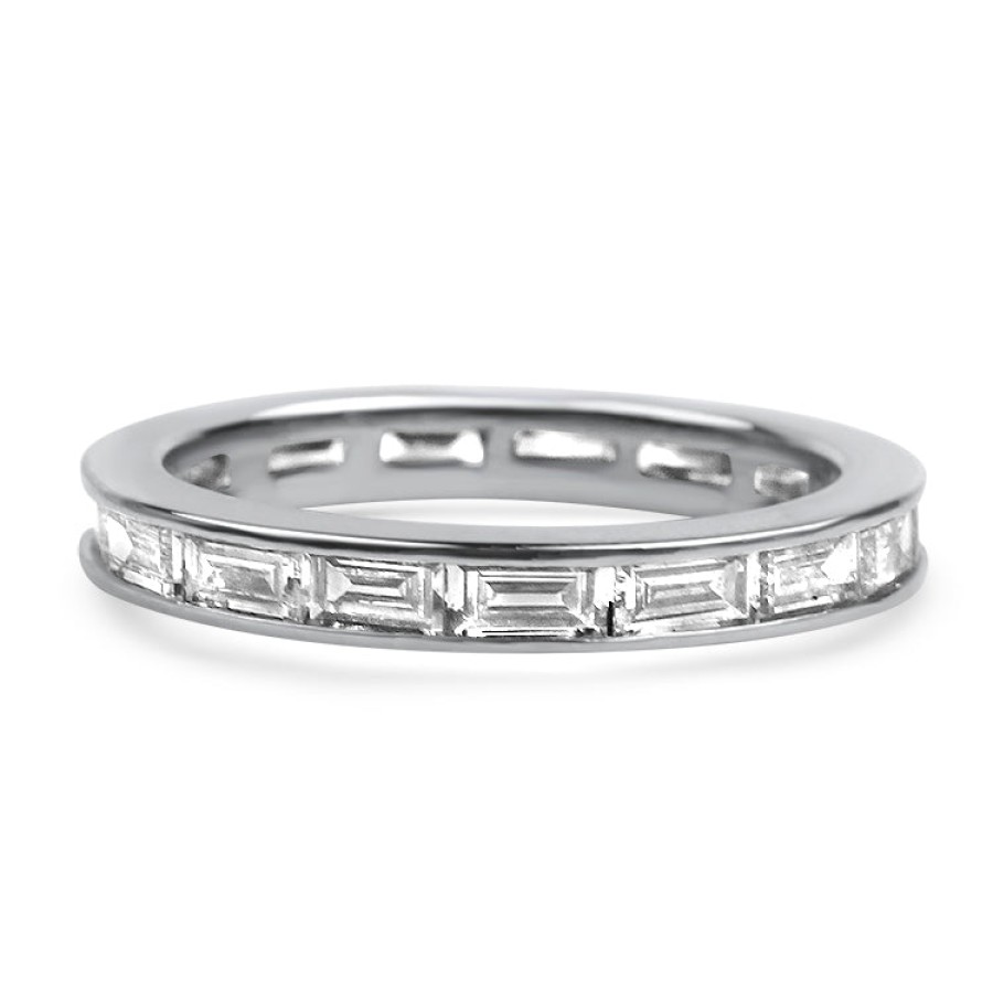 Estate PAGE Estate | Estate Platinum Channel Set Straight Baguette Diamond Eternity Band -