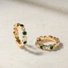 Jewelry Mark Henry Diamond Earrings | Mark Henry 18K Yellow Gold "Bubbly Emerald And Diamond Mini" Hoop Earr