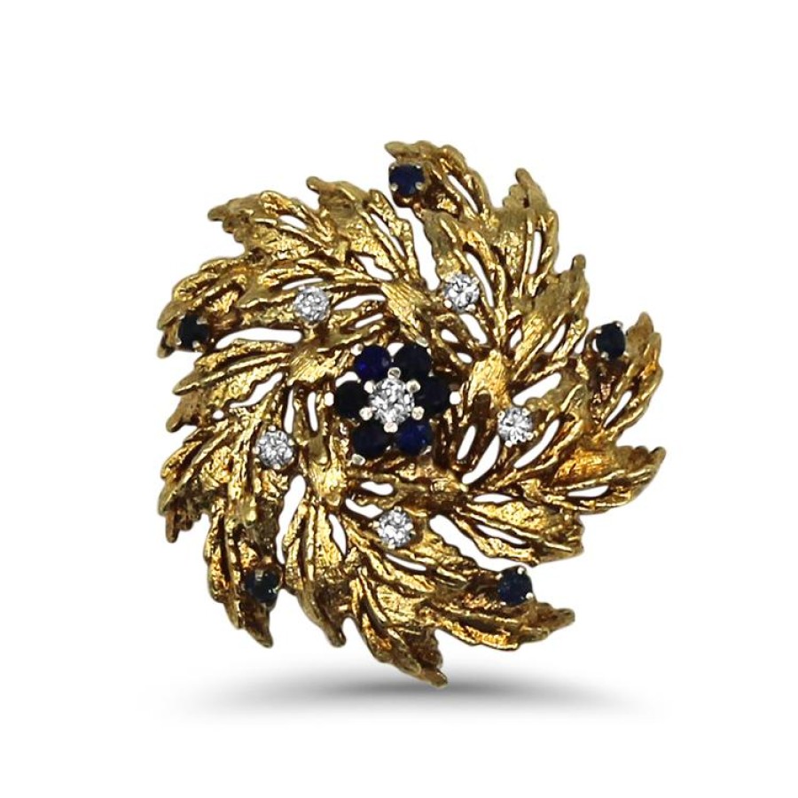 Estate PAGE Estate | Estate Diamond And Sapphire Garland Brooch