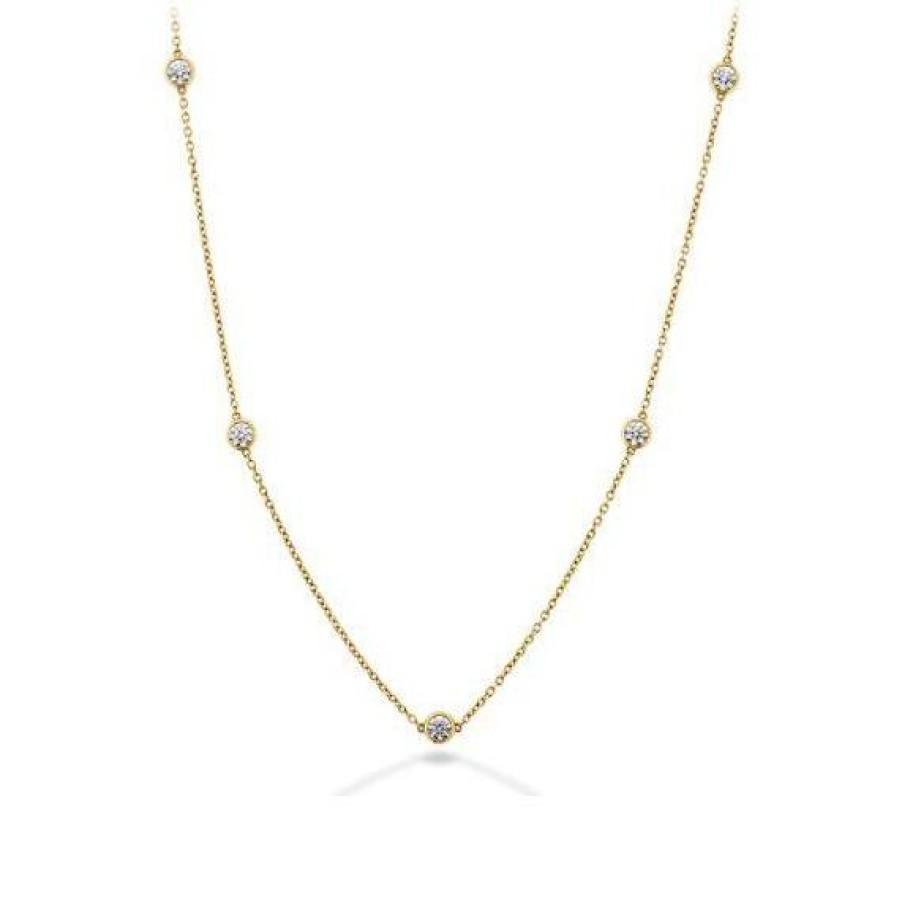 Jewelry Hearts on Fire Diamond Necklaces & Pendants | Hearts On Fire Signature Yellow Gold 5 Diamond Bezels By The Yard - .2