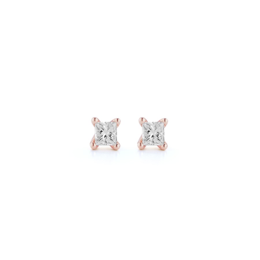 Jewelry Dana Rebecca Designs Diamond Earrings | Dana Rebecca Designs Millie Ryan Princess Cut Diamond Studs - Rose Gol