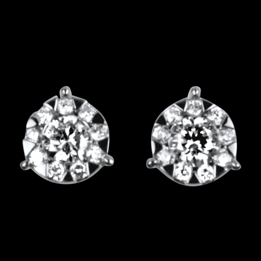 Estate Memoire | Estate Memoire 18K White Gold Cluster Diamond Studs