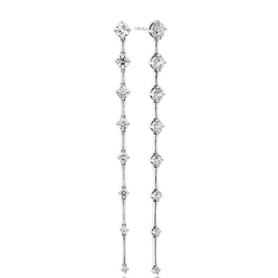 Jewelry Memoire Diamond Earrings | Memoire Cadence 18K White Gold Diamond Drop Dangle Earrings