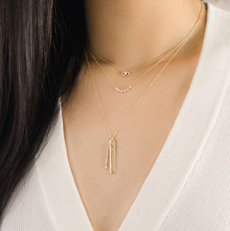 Jewelry Dana Rebecca Designs Diamond Necklaces & Pendants | Dana Rebecca Designs Lulu Jack Vertical Bar And Diamond Bezel Link Nec