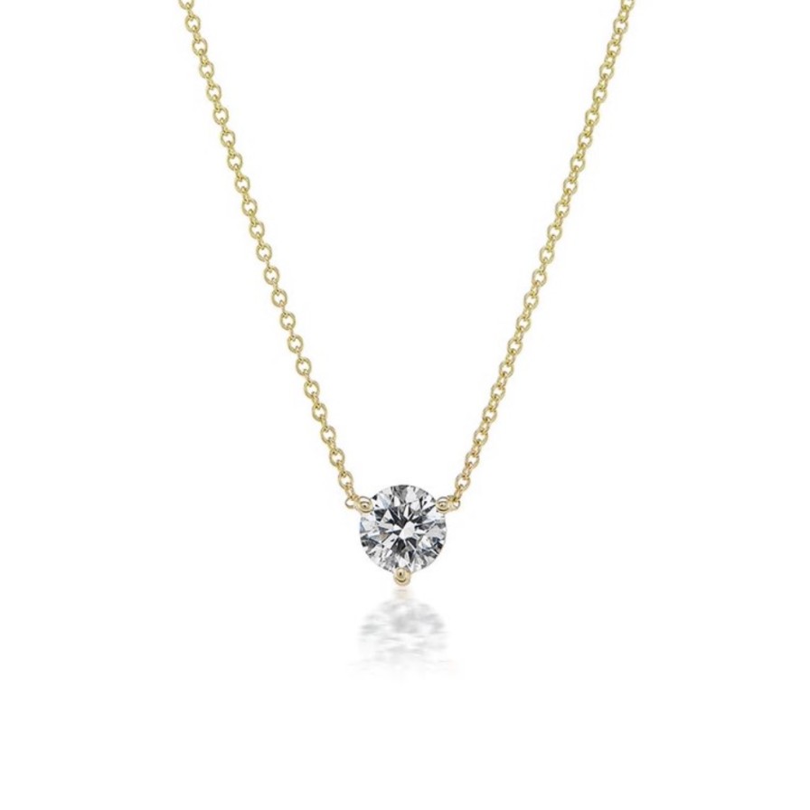 Jewelry David Weisz Diamond Necklaces & Pendants | David Weisz 18K Yellow Gold .50Ct Diamond Solitaire Pendant