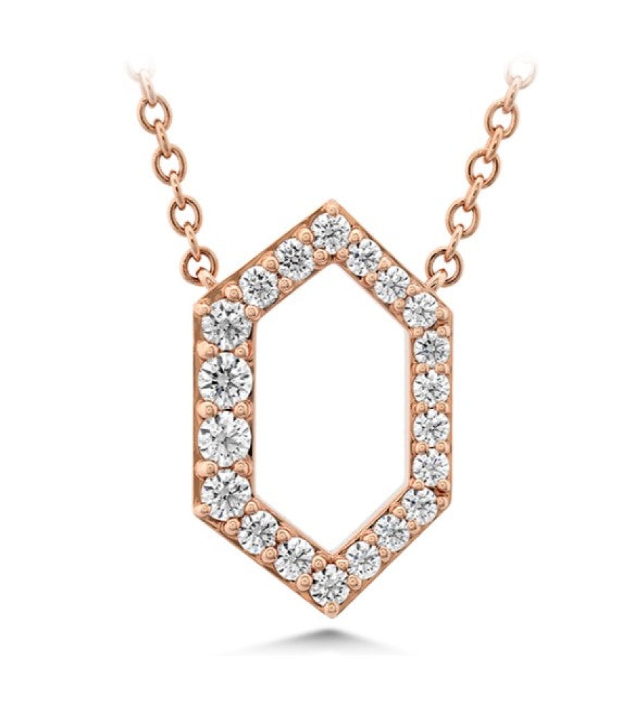 Jewelry Hearts on Fire Diamond Necklaces & Pendants | Hearts On Fire 18K Rose Gold "Charmed Hex" Diamond Necklace