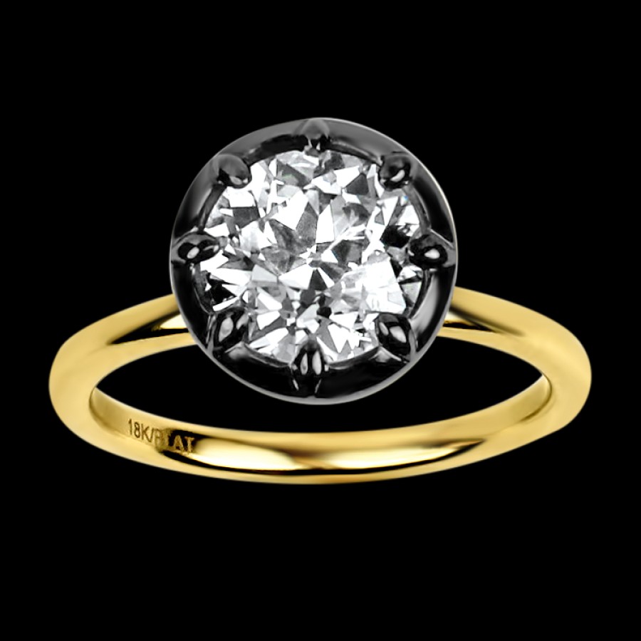 Estate PAGE Estate | Estate Platinum & 18K Yellow Gold Colette Style Solitaire Diamond Enga