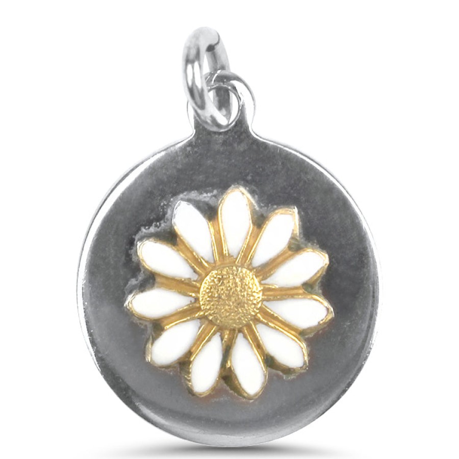 Estate PAGE Estate | Estate Sterling Silver Round Daisy Flower Pendant