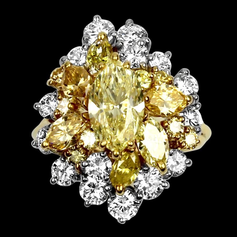 Estate PAGE Estate | Estate 18K Yellow Gold & Platinum Diamond Cluster Ring