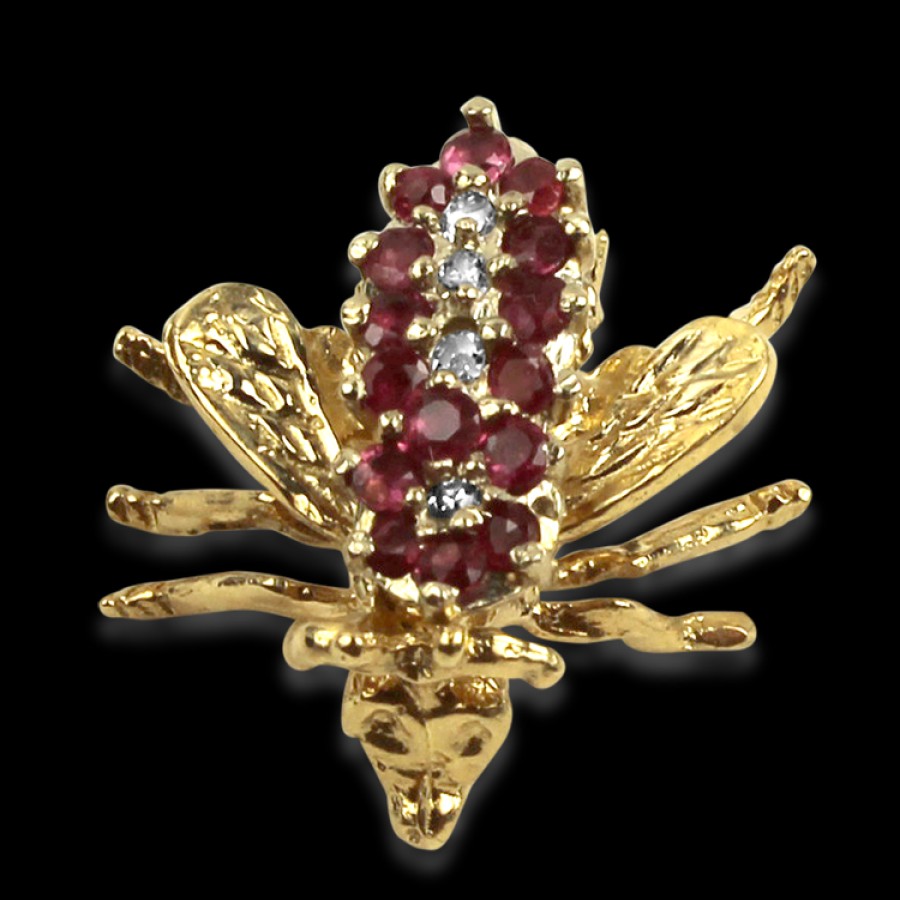 Estate PAGE Estate | Estate 14K Yellow Gold Ruby & Diamond Fly Pin