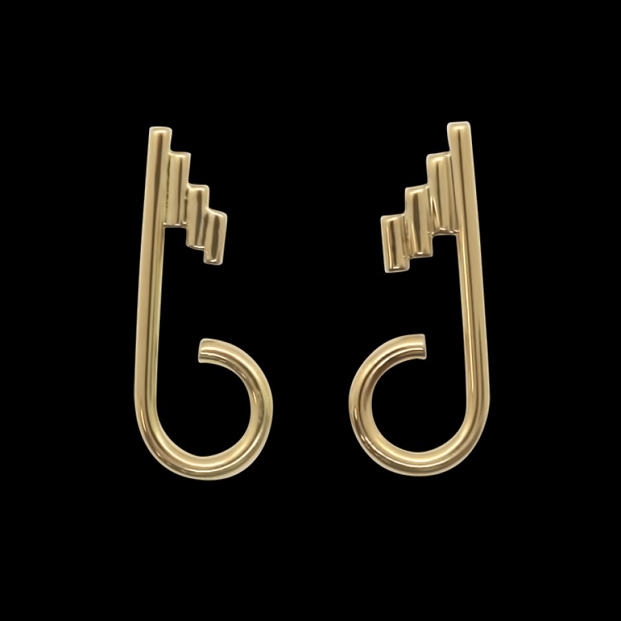 Estate PAGE Estate | Estate 14K Yellow Gold A.G.A Correa & Son Hinckley Stud Earrings