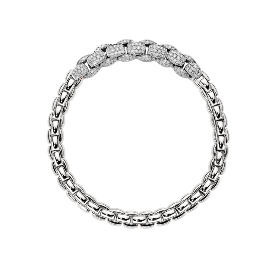 Jewelry Fope Bangle Bracelets | Fope Mialuce Flex'It 18K White Gold Diamond Bracelet