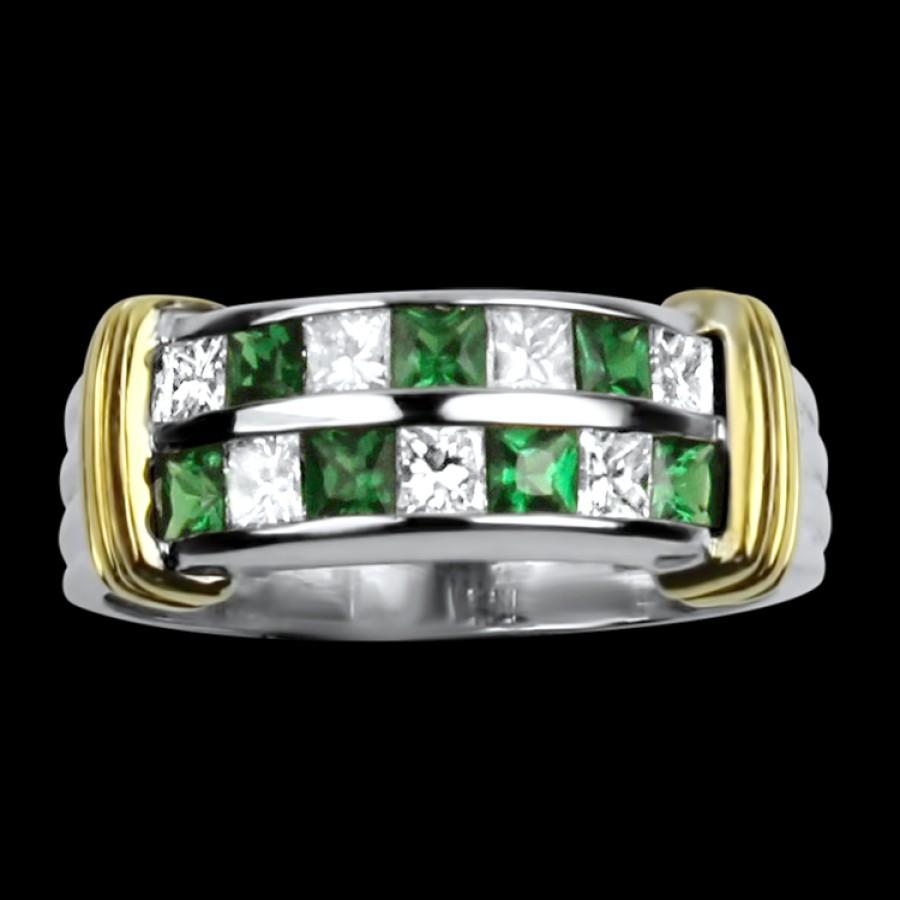 Estate PAGE Estate | Estate 18K Yellow & White Gold Tsavorite Garnet & Diamond Ring