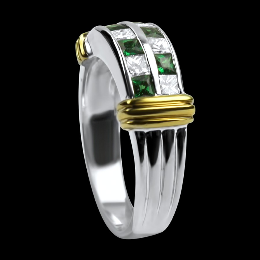 Estate PAGE Estate | Estate 18K Yellow & White Gold Tsavorite Garnet & Diamond Ring