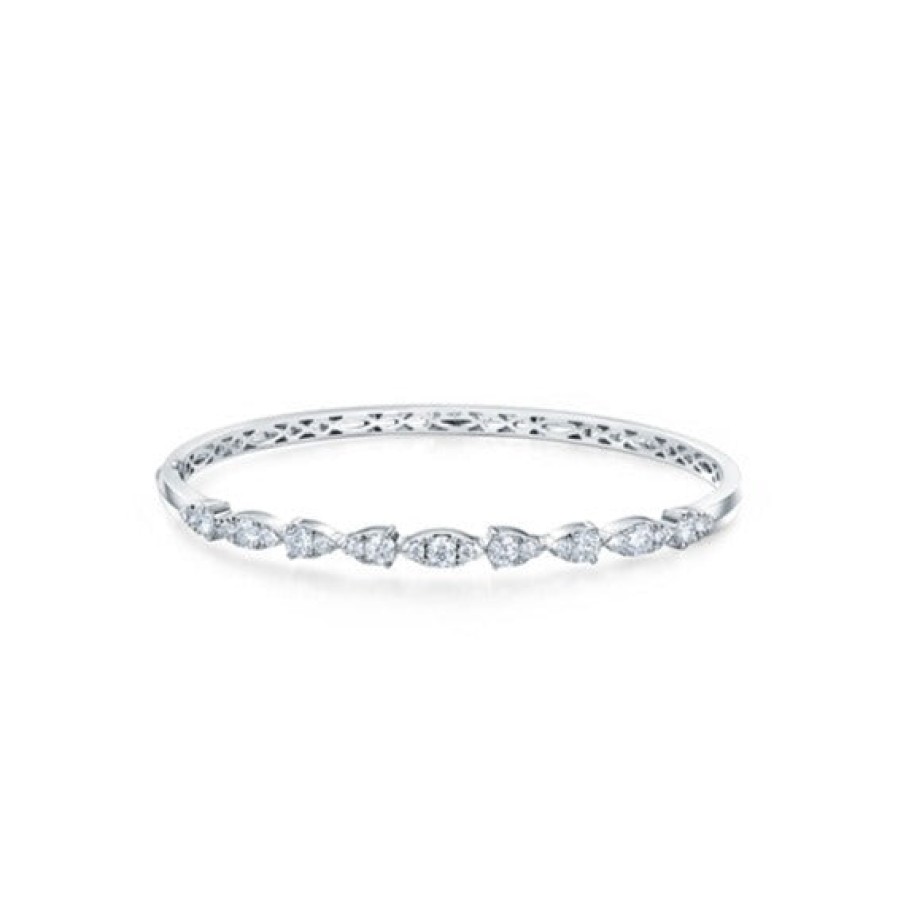 Jewelry Hearts on Fire Bangle Bracelets | Hearts On Fire Aerial 18K White Gold Dewdrop Diamond Bangle Bracelet