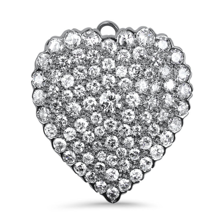 Estate PAGE Estate | Estate Platinum Diamond Heart Pin And Pendant