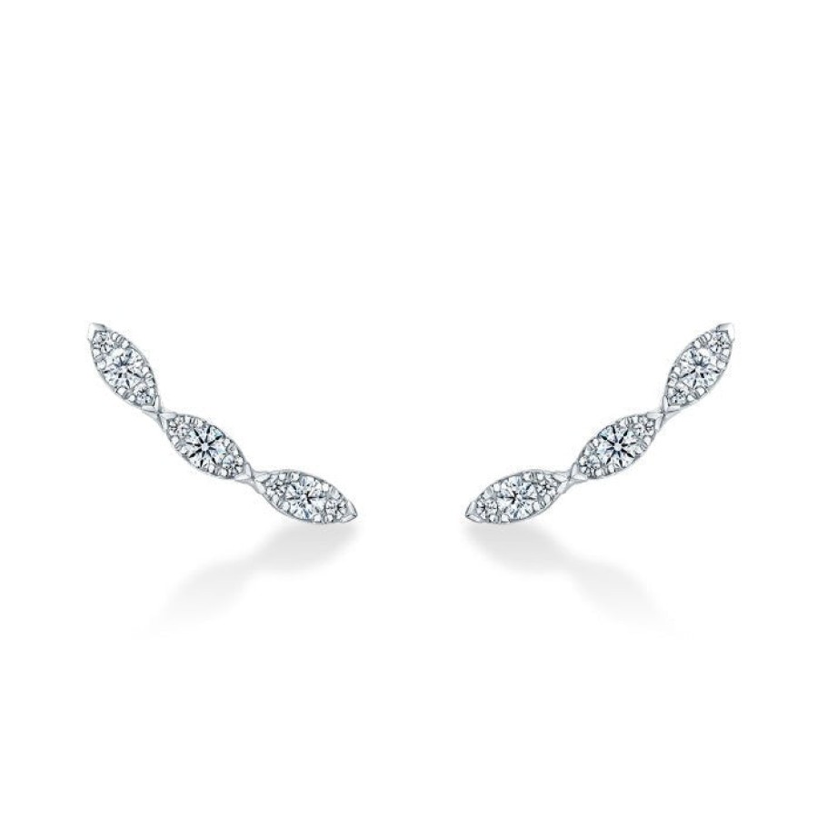 Jewelry Hearts on Fire Diamond Earrings | Hearts On Fire 18K White Gold Aerial Marquis Diamond Ear Climber Earri