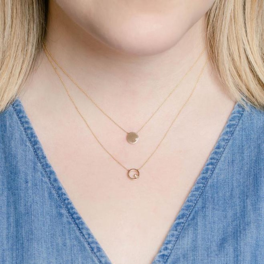 Jewelry Dana Rebecca Designs Diamond Necklaces & Pendants | Dana Rebecca Designs Lulu Jack Gold Disc Necklace - Rose Gold