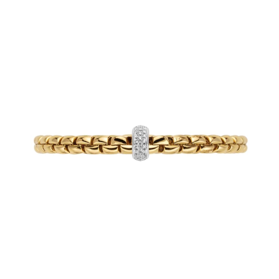 Jewelry Fope Bangle Bracelets | Fope Eka 18K Yellow Gold Flex'It Bracelet With Diamond Rondell