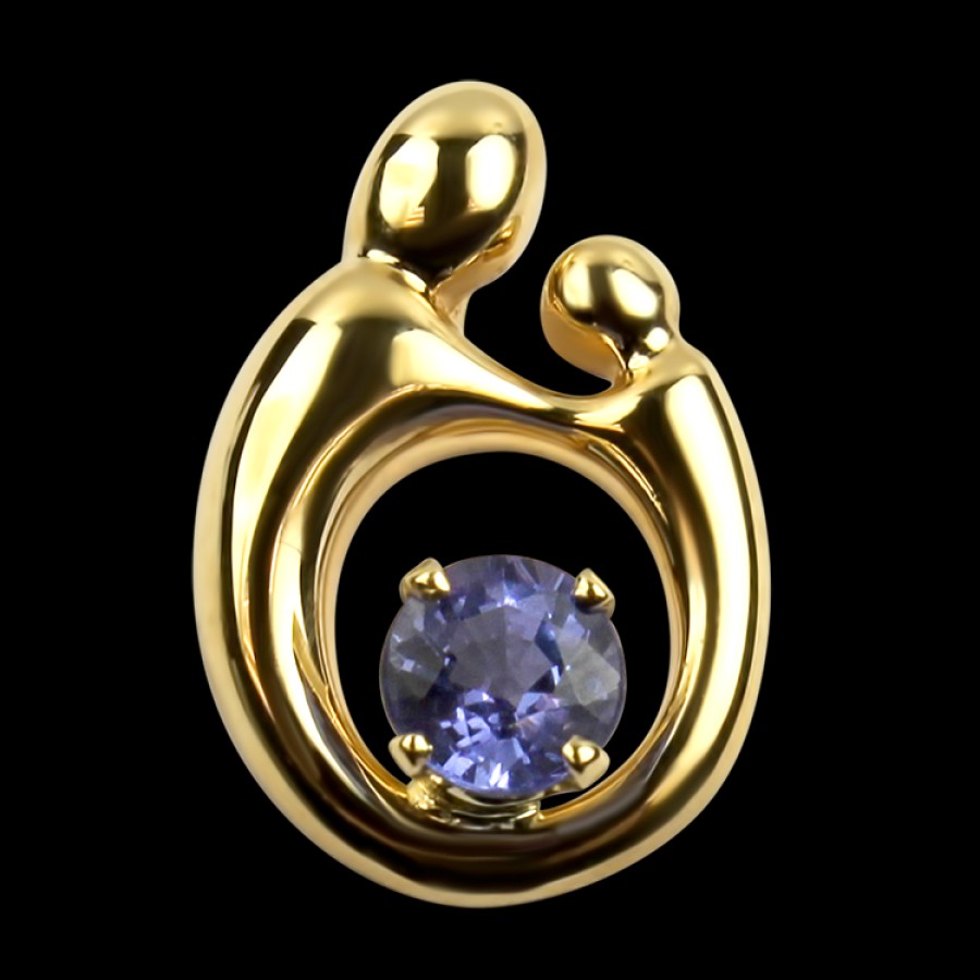 Estate PAGE Estate | Estate 14K Yellow Gold Mother And Child Tanzanite Pendant