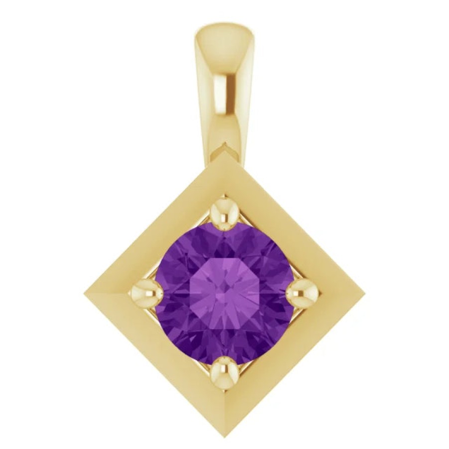 Jewelry Springer's Collection Pendants | 14K Yellow Gold Amethyst Geometric Pendant