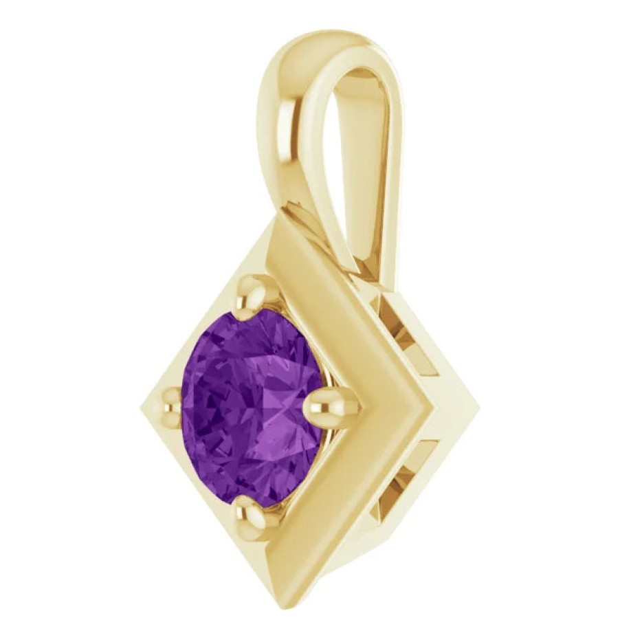 Jewelry Springer's Collection Pendants | 14K Yellow Gold Amethyst Geometric Pendant