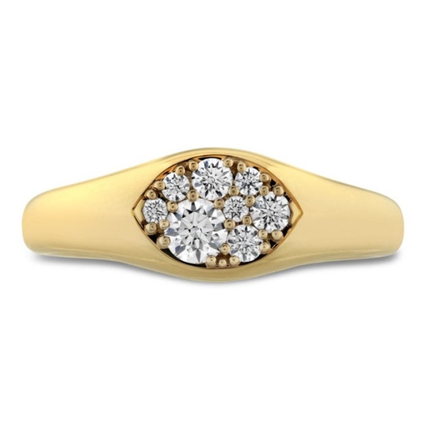 Jewelry Hearts on Fire Diamond Rings | Hearts On Fire 18K Yellow Gold Tessa Navette Diamond Signet Ring