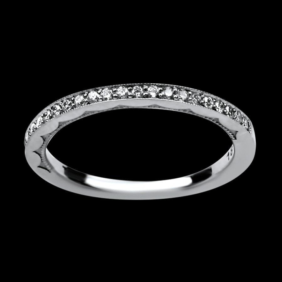 Estate Tacori | Tacori Estate 18K White Gold Sculped Crescent Diamond Band