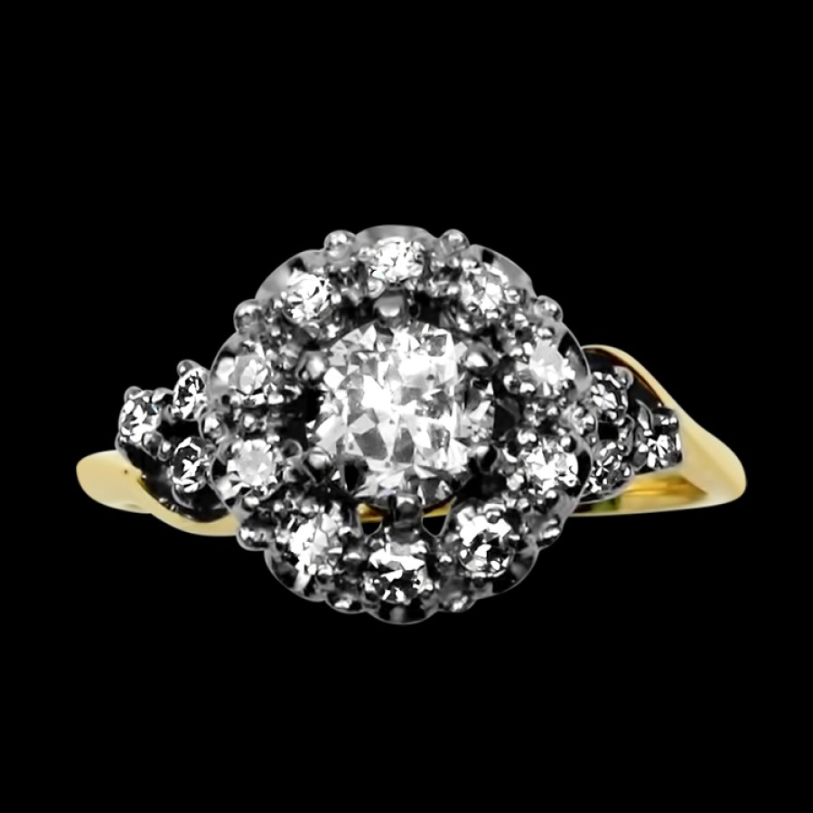 Estate PAGE Estate | Estate 14K Yellow & White Gold Diamond Halo Ring